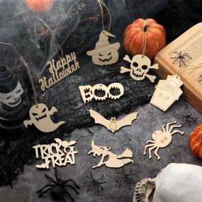 img 2 attached to Spooky Halloween Wooden Slices: 60 Blank Hanging Tags & Cutouts with Twine Ropes - Perfect for DIY Crafts and Decorations