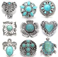 🔵 unique lovglisten vintage turquoise style snap buttons for 18mm snap button bracelet bangles - 7pcs/lot! logo