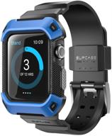 чехол supcase [unicorn beetle pro] для apple watch 3 [42 мм], прочный защитный чехол с ремешками для apple watch series 3/2/1, синего цвета. логотип