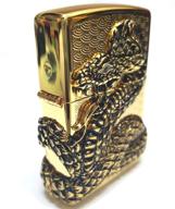 authentic zippo snake coil gold lighter with original packaging + free gift: 6 flints set logo