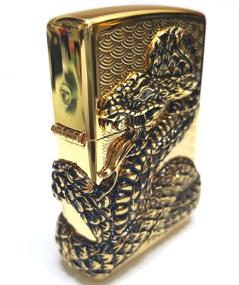 img 4 attached to Authentic Zippo Snake Coil Gold Lighter with Original Packaging + Free Gift: 6 Flints Set