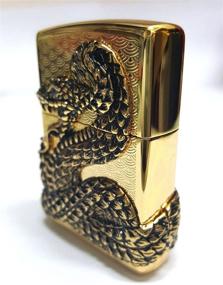 img 3 attached to Authentic Zippo Snake Coil Gold Lighter with Original Packaging + Free Gift: 6 Flints Set