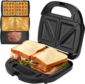 img 4 attached to 🥪 3-in-1 Detachable Sandwich Maker, Panini Press Grill, ORFELD Waffle Maker – Non-Stick Coating, Silver with LED Indicator Lights and Handle