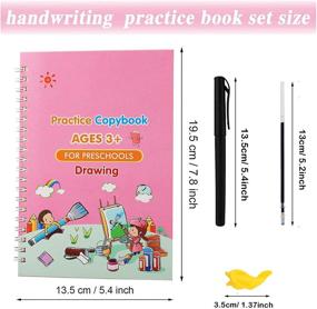 img 3 attached to VLOJELRY Handwriting Practice Copybook For Beginners Kids - Magic Practice Copybook - Reusable Calligraphy Tracing Book - Alphabet Number Math Drawing Groove Copybook Set 4Pcs (Style Two)