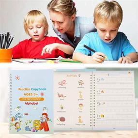 img 2 attached to VLOJELRY Handwriting Practice Copybook For Beginners Kids - Magic Practice Copybook - Reusable Calligraphy Tracing Book - Alphabet Number Math Drawing Groove Copybook Set 4Pcs (Style Two)