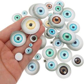 img 2 attached to 🔮 Enhance Your Dolls & Jewelry: JJG 100pcs 20mm Mixed Style Dragon Eyes Half Round Glass Cabochons