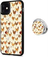 chicken iphone 11 case: slim hybrid shockproof cover with grip ring holder & multi-functionality logo