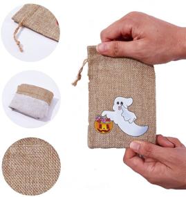 img 3 attached to 🎃 Halloween Burlap Gift Bags: 24 Small Jute Pouches for Trick or Treat Goodies, Kids Party Supplies