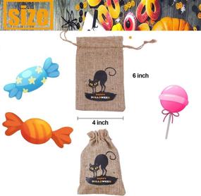 img 2 attached to 🎃 Halloween Burlap Gift Bags: 24 Small Jute Pouches for Trick or Treat Goodies, Kids Party Supplies