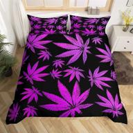 🌿 purple marijuana leaf duvet cover set: luxury cannabis bedding for adults & kids - full size comforter cover with zipper closure logo