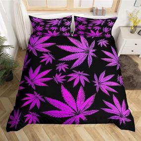 img 3 attached to 🌿 Purple Marijuana Leaf Duvet Cover Set: Luxury Cannabis Bedding for Adults & Kids - Full Size Comforter Cover with Zipper Closure