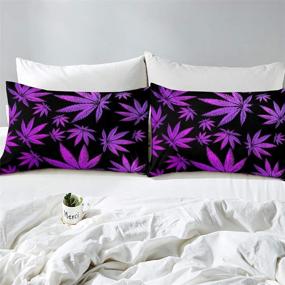 img 1 attached to 🌿 Purple Marijuana Leaf Duvet Cover Set: Luxury Cannabis Bedding for Adults & Kids - Full Size Comforter Cover with Zipper Closure