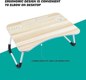 img 2 attached to 🐬 Дельфин Foldable Bed Table для колен: многофункциональный стол для ноутбука с пазом для планшета, USB-портами, держателем для чашек - портативный и стильный бежевый стол для ноутбука для дома, общежития, работы, учебы.