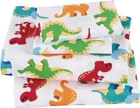 img 1 attached to 🦖 MK Collection 7pc Queen Comforter Set: Dinosaur-inspired Bedding in Blue, Green, Orange, Red and White