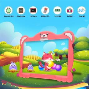 img 2 attached to 📱 Tablets 10 Inch Android 9.0 Pie Tablet 3GB/32GB Dual SIM 4G/ WiFi, IWaWa Kids APP - Pink