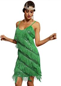 img 4 attached to 💃 Kayamiya Women's 1920s Sequin Fringe Flapper Gatsby Latin Party Dress: Glamorous Retro Style for Unforgettable Occasions