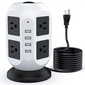 img 4 attached to Power Strip Tower - Ultimate Surge Protector Charging Station with 8 Widely Spaced 🔌 Outlets, 4 USB Ports, and 16.4ft Extension Cord - Ideal for Home, Office, Dorm Room (White/Black)