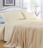 🔥 stay warm and cozy with the grand linen full/queen size ivory/beige cozy-flannel thermal blanket - experience ultimate comfort and easy maintenance! logo