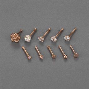 img 2 attached to 💎 PEAKLINK 20G Surgical Steel Nose Studs: Stylish Nostril Studs, Screws, and Hoop Body Piercing Accessories