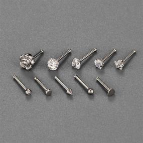 img 3 attached to 💎 PEAKLINK 20G Surgical Steel Nose Studs: Stylish Nostril Studs, Screws, and Hoop Body Piercing Accessories