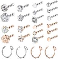 💎 peaklink 20g surgical steel nose studs: stylish nostril studs, screws, and hoop body piercing accessories logo