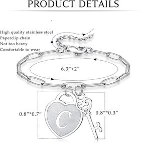 img 3 attached to Браслет-Jewenova из нержавеющей стали с подвеской в виде сердца для женщин: гравировка 26 букв начальных ювелирных изделий в подарок для девушки - на день рождения, на День святого Валентина, на Рождество