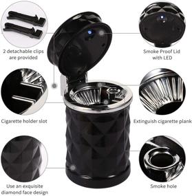 img 3 attached to 🚗 STOP ONE Car Ashtray CA-421: Portable Mini Trash Can with Clamshell Lid, Blue LED Light and Windproof Design - Perfect for Car, Outdoor, Indoor, Travel (Black)