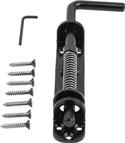 img 3 attached to 🔒 National Hardware N109-214 V1142 Black Sliding Bolt: Spring Loaded & Heavy Duty