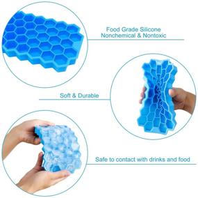 img 3 attached to 🧊 Food Grade BPA Free Silicone Ice Cube Trays 2 Pack - 74 Reusable Ice Maker Cubes with Lid for Whiskey Wine Cocktail Beverages Juice - Perfect for Christmas Chocolate Cake, Jerry Pudding