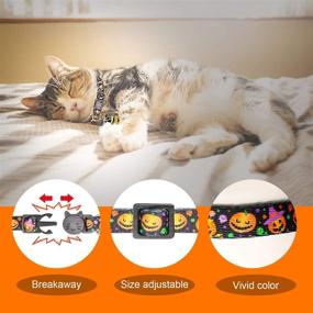 img 1 attached to 🐱 YUEPET 3PCS Halloween Breakaway Cats Collars with Bell - Skull, Pumpkin, and Spider Patterns - Adjustable Kitten Halloween Collars with Pendant