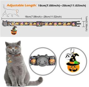 img 3 attached to 🐱 YUEPET 3PCS Halloween Breakaway Cats Collars with Bell - Skull, Pumpkin, and Spider Patterns - Adjustable Kitten Halloween Collars with Pendant