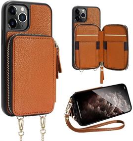 img 4 attached to Brown iPhone 11 Pro Max Case with Credit Card Holder Slot, ZVE Wallet Crossbody Chain Strap Protective Leather Cover Bumper for Apple iPhone 11 Pro Max 6.5 inch