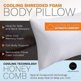 img 3 attached to 🌬️ XXL Cooling Body Pillow for Side Sleepers and Pregnancy - Long Shredded Memory Foam Bed Pillow provides Extra Support, Relieves Back, Knee, Hip Pain - 20"x 54” + Bonus Machine Washable Pillow Case