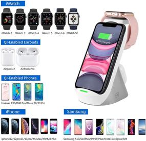 img 2 attached to 🔌 Fast Wireless Charging Stand - 3 in 1 Qi Charging Station Dock for iPhone 12/11/11pro/11pro Max/X/XS/XR, AirPods Pro & Apple Watch SE 6/5/4/3/2-White