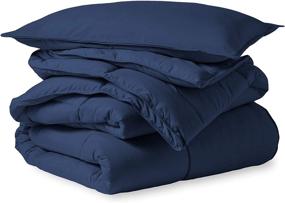 img 2 attached to 🛏️ Bare Home Comforter Set - Twin/Twin XL - Goose Down Alternative - Extra-Soft - Premium 1800 Series - All-Season Warmth (Dark Blue)