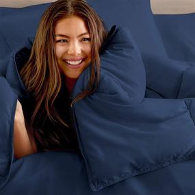 img 3 attached to 🛏️ Bare Home Comforter Set - Twin/Twin XL - Goose Down Alternative - Extra-Soft - Premium 1800 Series - All-Season Warmth (Dark Blue)