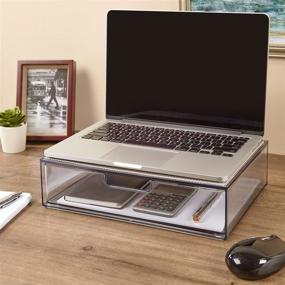 img 2 attached to 💻 Classic Grey STORi STAX Laptop Station with Drawer - 12.5" Wide