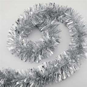 img 1 attached to 🎉 Blukey 25 ft Long Roll Silver Tinsel Twist Garland - Shiny Metallic Foil Decorations for Parade Floats, Halloween, Christmas Eve & New Year Parties