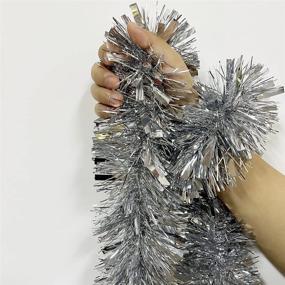 img 3 attached to 🎉 Blukey 25 ft Long Roll Silver Tinsel Twist Garland - Shiny Metallic Foil Decorations for Parade Floats, Halloween, Christmas Eve & New Year Parties