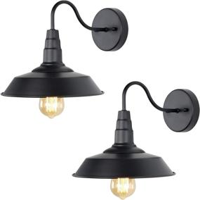 img 4 attached to 🖤 Modern Black Matte Wall Sconces 2 Pack: Versatile Gooseneck LNC Barn Vanity Lights for Pathway, Bathrooms, and Living Room - A0224109