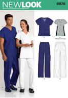 👕 miss/men scrubs sewing pattern 6876 by new look, size a (all sizes) logo