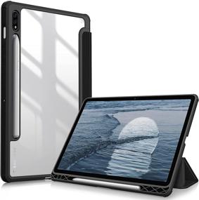 img 4 attached to 📱 Fintie Slim Hybrid Case for Samsung Galaxy Tab S7 11 inch 2020 (SM-T870/T875/T878), Shockproof Cover with Clear Transparent Back Shell, S Pen Holder, Auto Wake/Sleep, Black