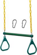 rustogreen 18-inch trapeze swing bar with rings for kids and adults, heavy duty chain swing set accessories, includes locking carabiners, 48-inch long swing chains логотип