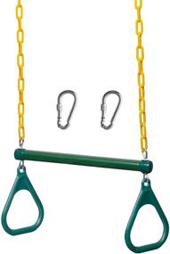 img 4 attached to RUSTOGREEN 18-Inch Trapeze Swing Bar with Rings for Kids and Adults, Heavy Duty Chain Swing Set Accessories, Includes Locking Carabiners, 48-Inch Long Swing Chains