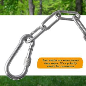 img 2 attached to RUSTOGREEN 18-Inch Trapeze Swing Bar with Rings for Kids and Adults, Heavy Duty Chain Swing Set Accessories, Includes Locking Carabiners, 48-Inch Long Swing Chains