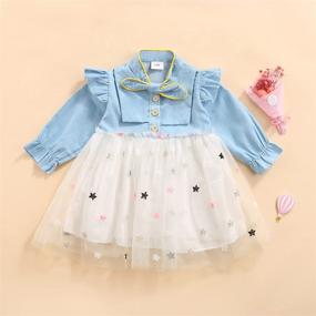 img 3 attached to 👗 Cute Toddler Baby Girl Party Dresses: Long-Sleeve Pumpkin Striped Animal Tulle Tutu Skirt Dress with Matching Headband Outfit Set - Perfect for Parties