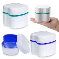 🦷 denture bath case cup 2-pack - dentures box for dentures, clear braces, mouth guard, night guard & retainers, orthodontic supplies - complete clean care (blue, teal) logo