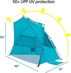 img 2 attached to 🏖️ Alvantor Beach Tent Super Bluecoast Beach Umbrella Outdoor Sun Shelter Cabana UPF 50+ Sun Shade Portable Camping Hiking Canopy Easy Setup Windproof Patent Pending for 3 or 4 Persons