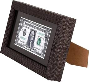 img 2 attached to 🖼️ 4x9 Dark Brown Textured Frame with Space Art Deco Design - Includes Black Mat, Easel Stand & D-Ring Hangers for Wall Mounting or Desk Display - Ideal for First Dollar Frame (Set of 1)