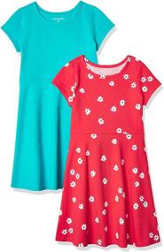 img 3 attached to 👗 Amazon Essentials 2 Pack Short Sleeve Skater Dresses for Girls – Versatile and Stylish Clothing